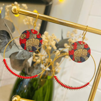 paire de boucles d'oreilles Erika rouge et or