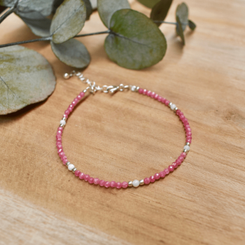 bracelet en perles zirconium rose fushia zoom